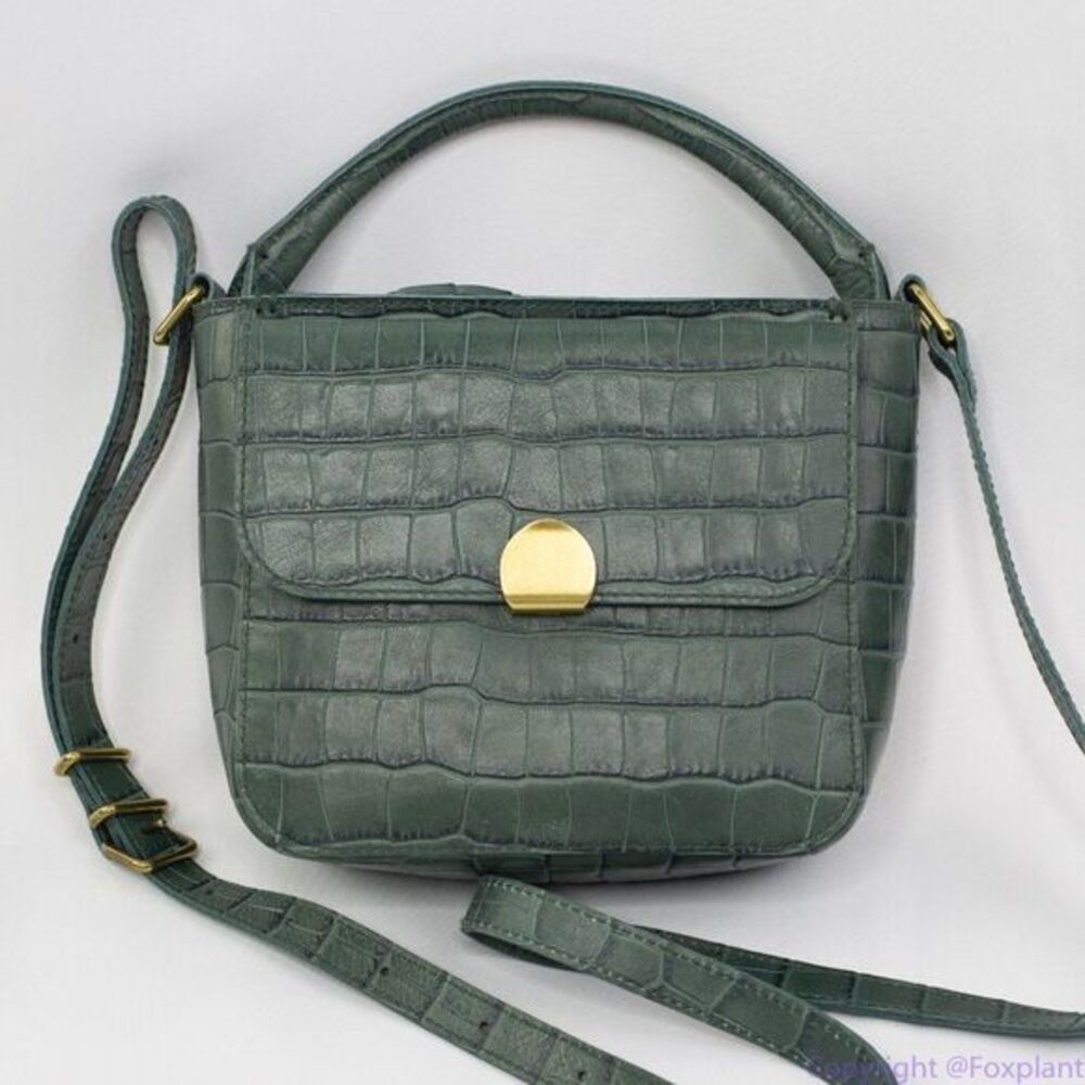 New! Madewell The Mini Abroad Crossbody Bag Croc Embossed Leather - Picture 1 of 16